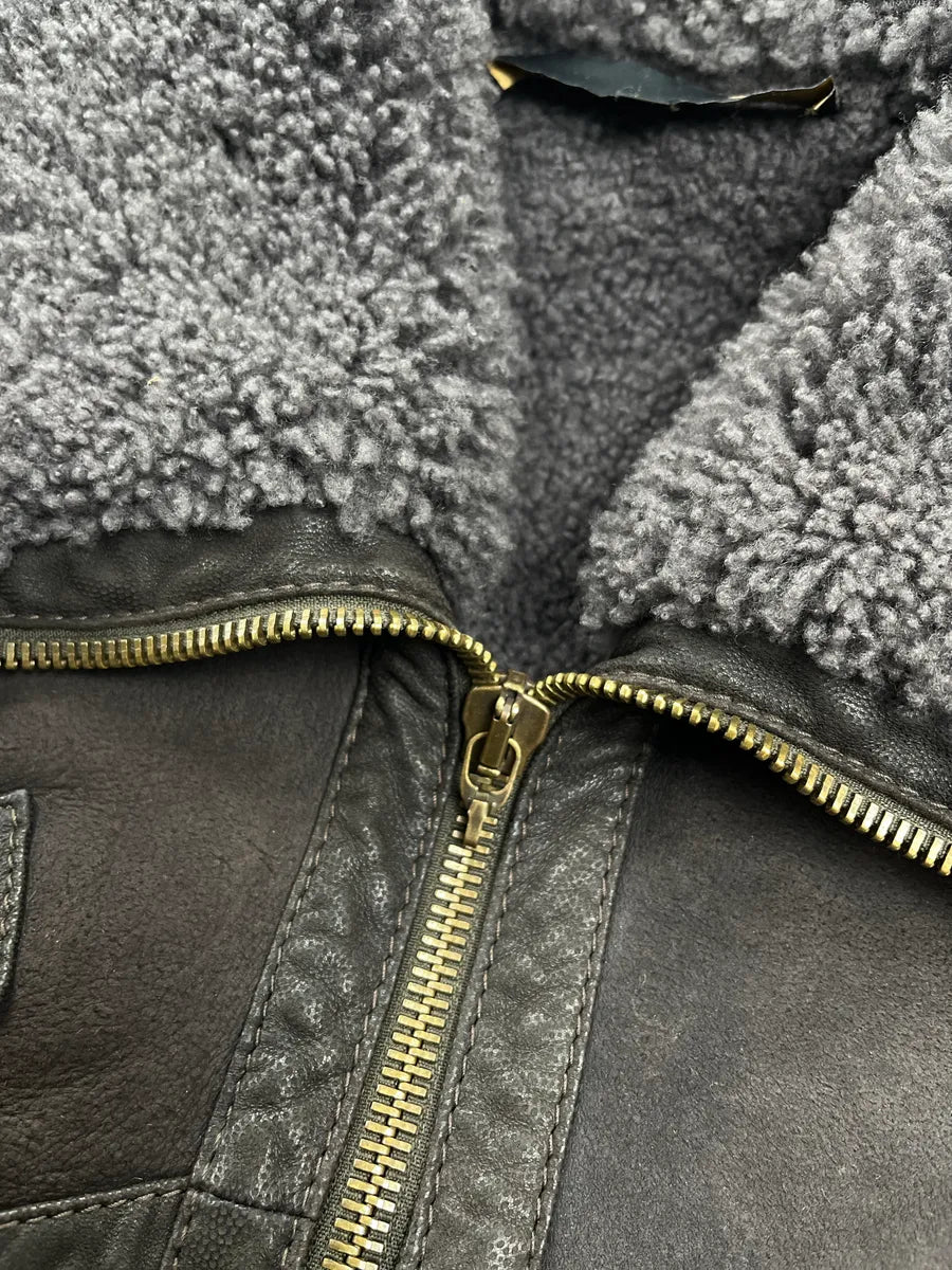 2000s Cavalli Multi-Pocket Shearling Aviator Grey Leather Jacket jjeeMttc 10