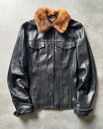 1990s Dolce & Gabbana Precise Premium Black Leather Jacket  (S) - 1