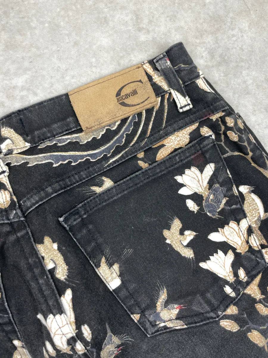 AW2003 Cavalli Black Bird Floral Asian World Jeans jmUaMNKk 11