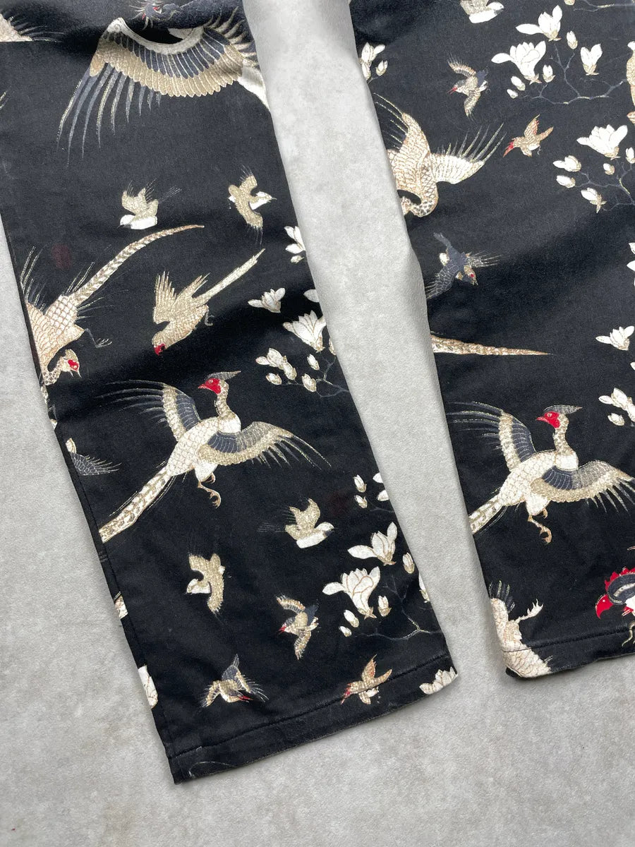 AW2003 Cavalli Black Bird Floral Asian World Jeans jmUaMNKk 8
