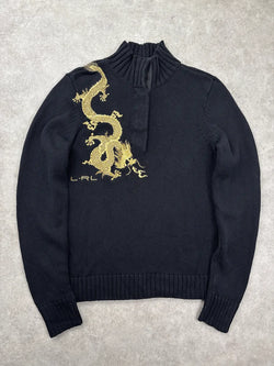 2000s Ralph Lauren Black Dragon Embroidered Sweater jnIqZBEb 0