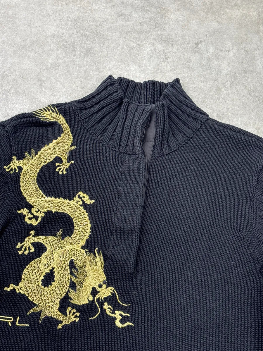 2000s Ralph Lauren Black Dragon Embroidered Sweater jnIqZBEb 4