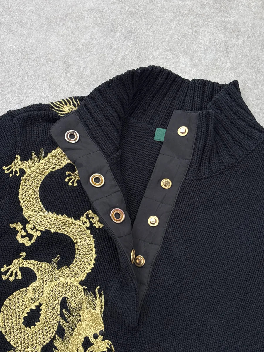 2000s Ralph Lauren Black Dragon Embroidered Sweater jnIqZBEb 6