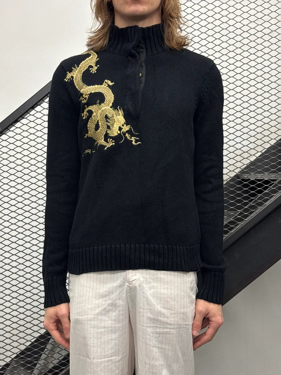 2000s Ralph Lauren Black Dragon Embroidered Sweater jnIqZBEb 1