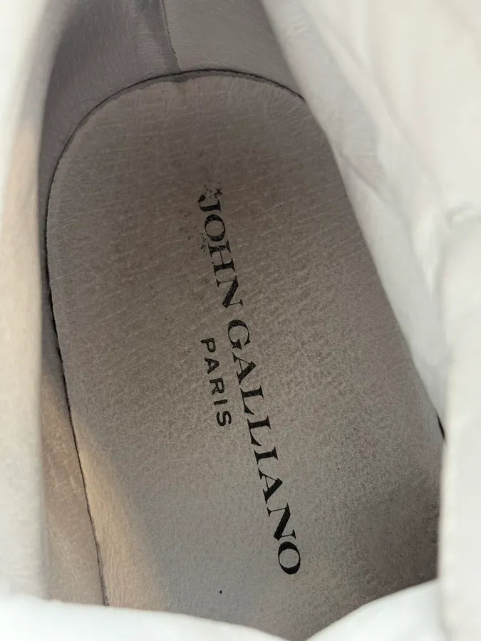 2010s John Galliano Black & White High Leather Sneakers QkdFvKf 9