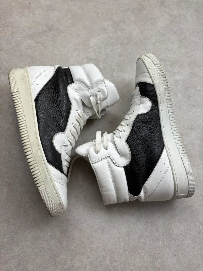 2010s John Galliano Black & White High Leather Sneakers QkdFvKf 5