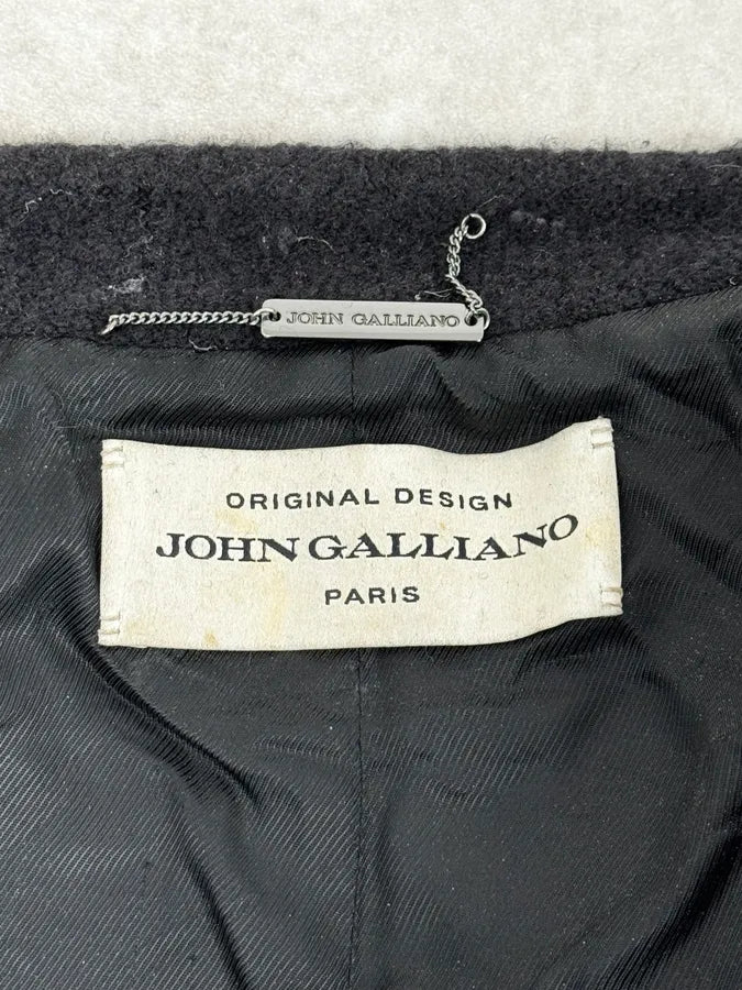 AW2018 John Galliano Black Buttoned Wool Classy Jacket QbIFDRt 8