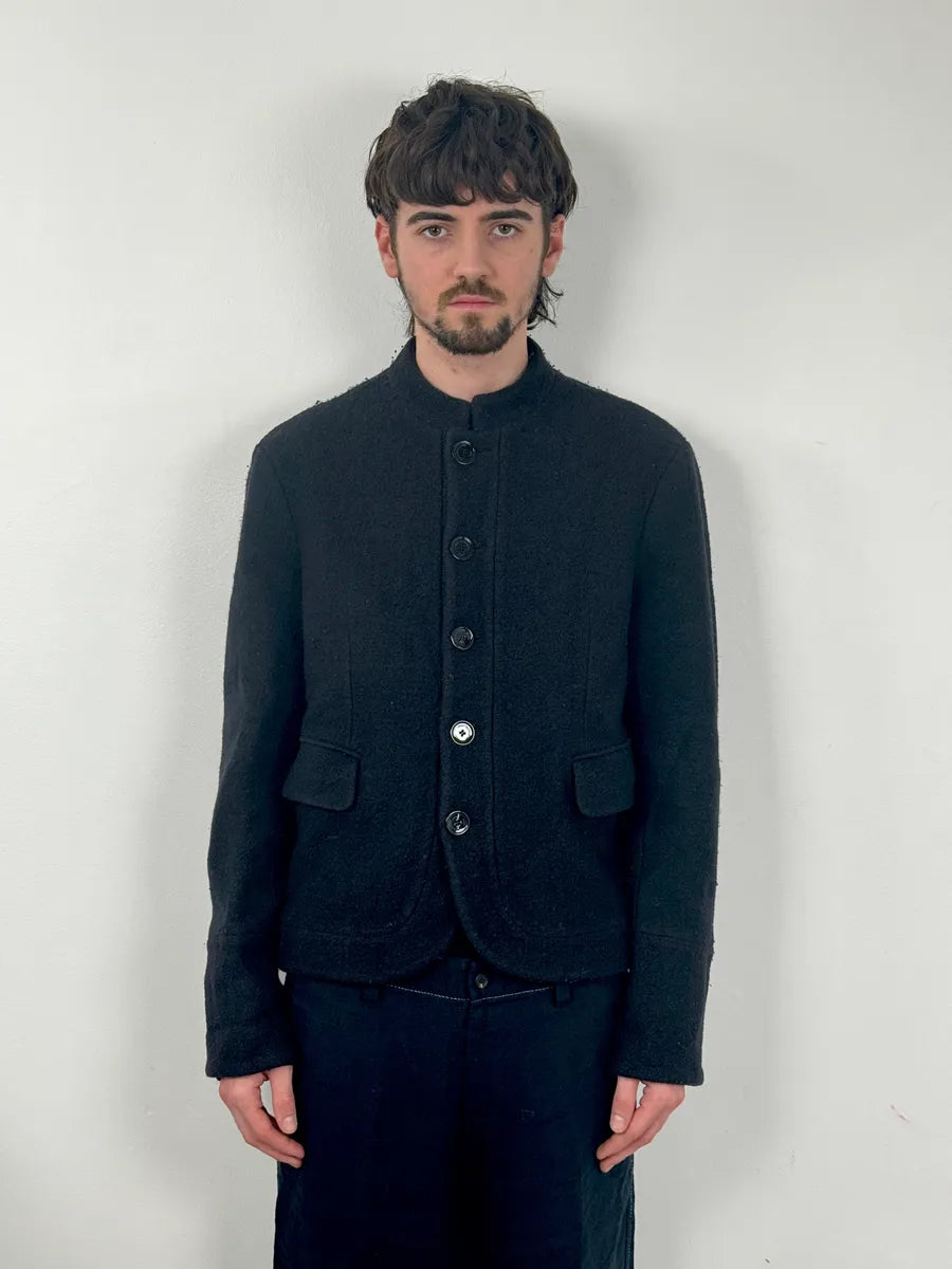 AW2018 John Galliano Black Buttoned Wool Classy Jacket QbIFDRt 1