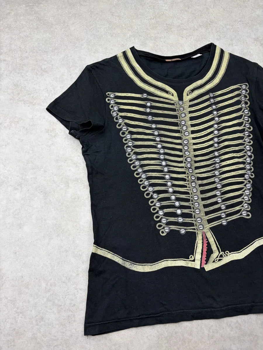 John Galliano Black Military Trompe LOeil Officer T-Shirt asvIwke 3