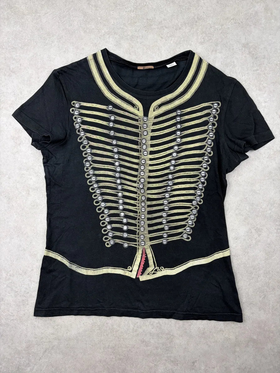 John Galliano Black Military Trompe LOeil Officer T-Shirt asvIwke 0
