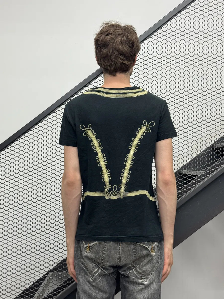John Galliano Black Military Trompe LOeil Officer T-Shirt asvIwke 2