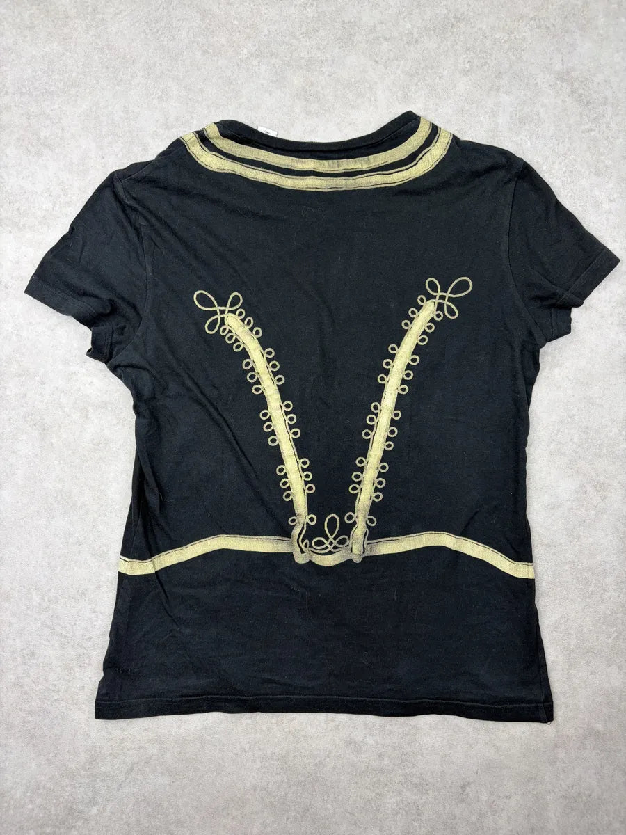 John Galliano Black Military Trompe LOeil Officer T-Shirt asvIwke 6