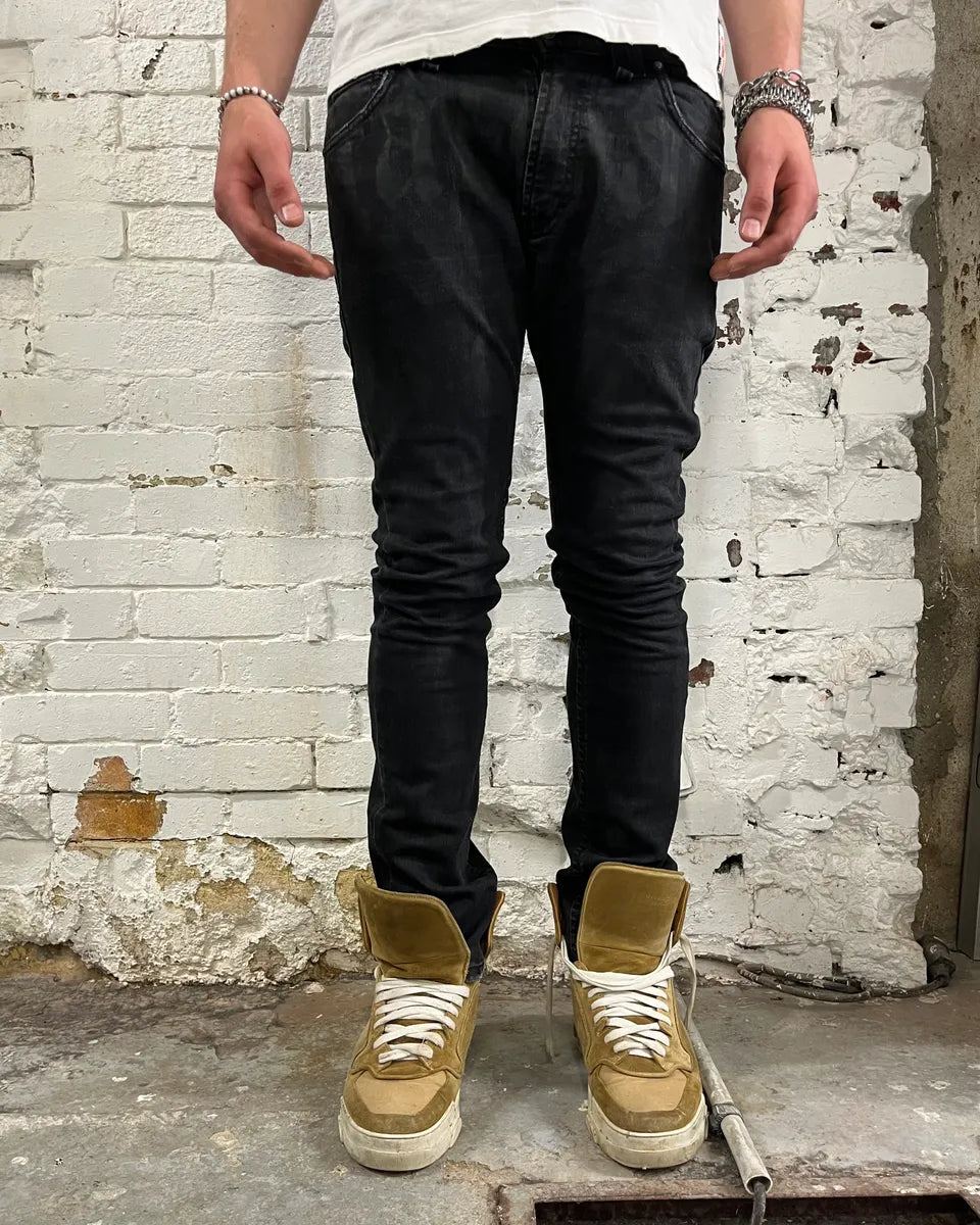 SS2014 John Galliano Black Magazine Denim Washed Jeans oztOLym 1