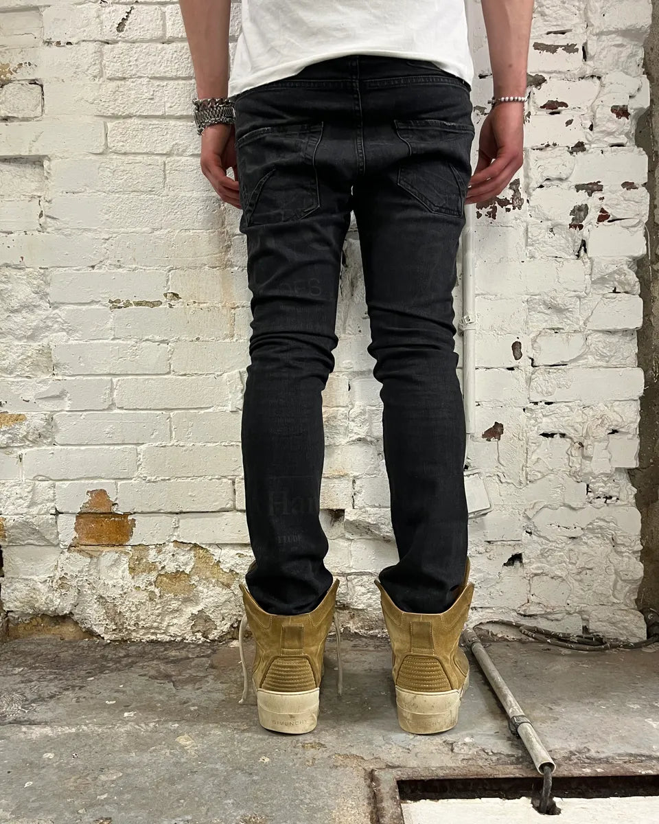 SS2014 John Galliano Black Magazine Denim Washed Jeans oztOLym 3