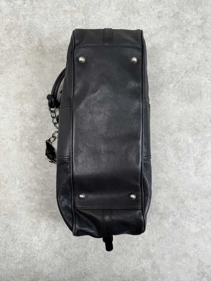 John Galliano Black Distressed Paper Leather Shoulder Bag KCsXjFD 11