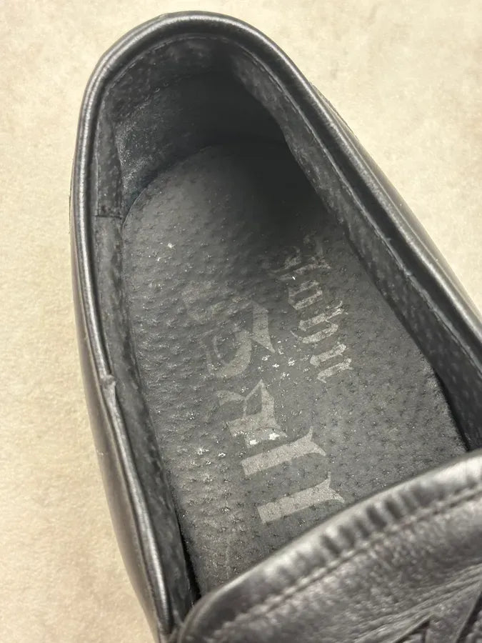 John Galliano Black Embroidered Leather Slip-On Shoes vpvbRyw 10