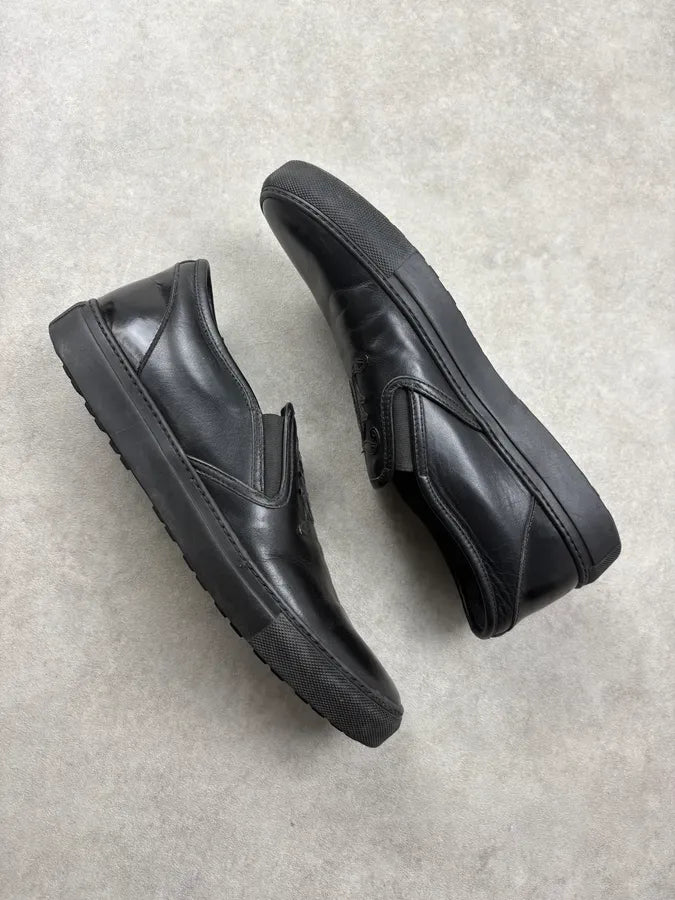 John Galliano Black Embroidered Leather Slip-On Shoes vpvbRyw 5