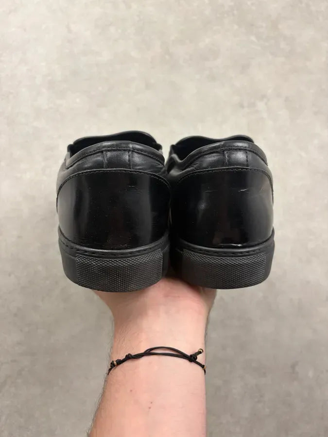 John Galliano Black Embroidered Leather Slip-On Shoes vpvbRyw 7