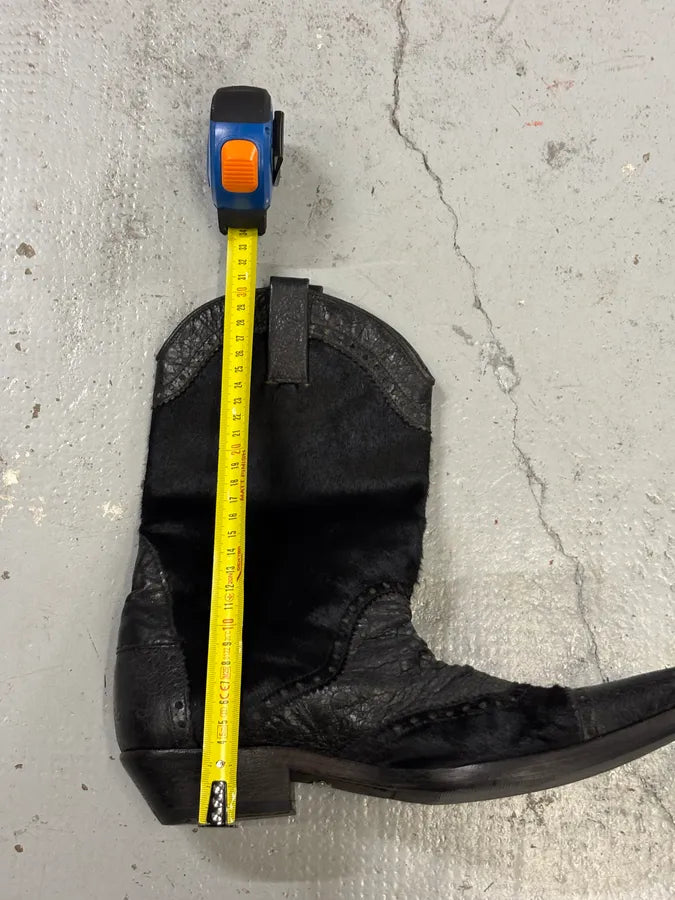 John Galliano Black Pony Hair Leather Studded Cowboy Boots EaHgPHY 9