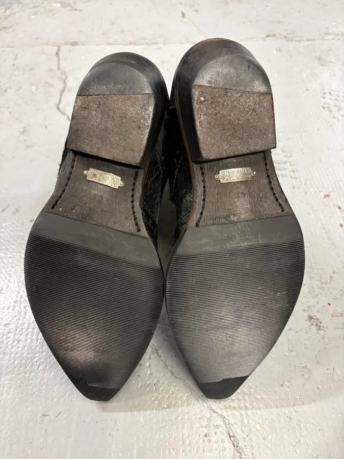 John Galliano Black Pony Hair Leather Studded Cowboy Boots EaHgPHY 6