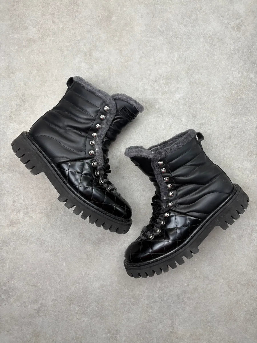 John Galliano Black Leather Premium Lug Sole Boots Uujrnjf 4
