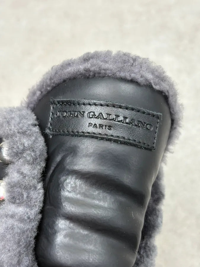 John Galliano Black Leather Premium Lug Sole Boots Uujrnjf 9