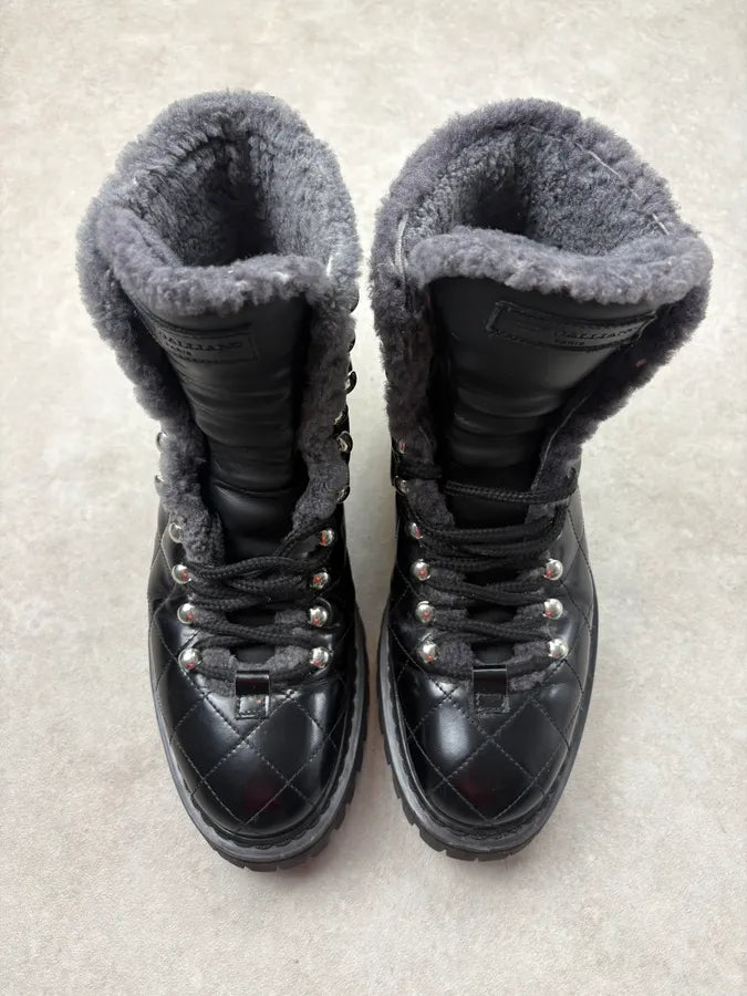 John Galliano Black Leather Premium Lug Sole Boots Uujrnjf 1