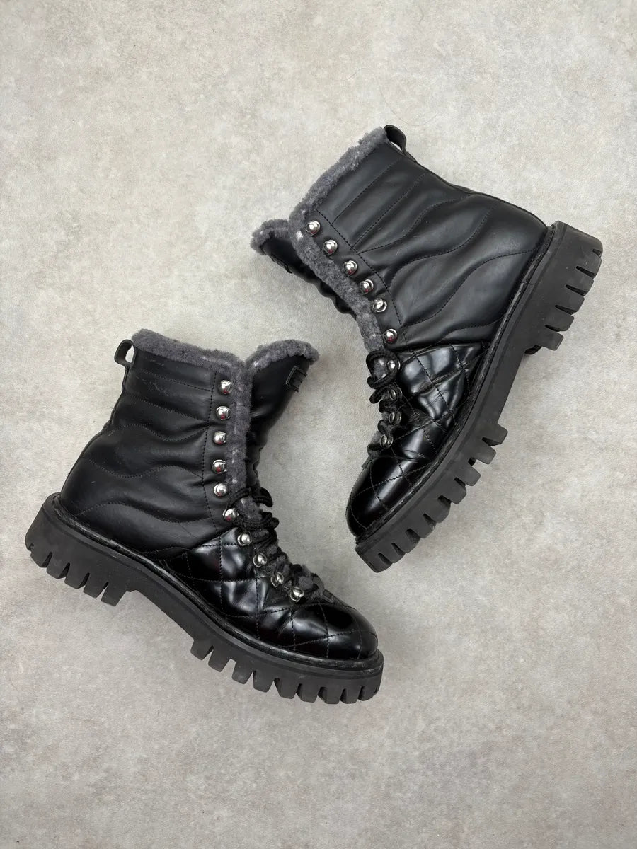 John Galliano Black Leather Premium Lug Sole Boots Uujrnjf 5