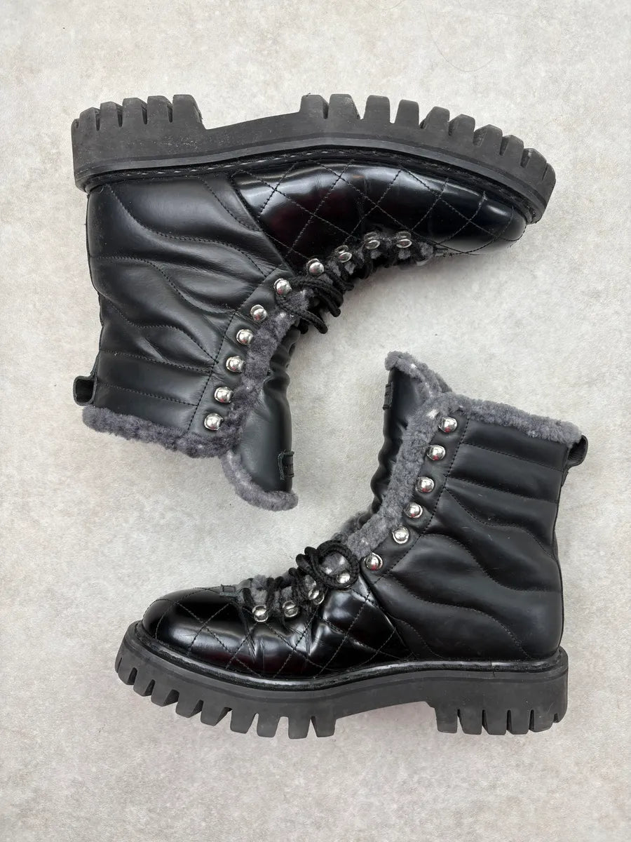 John Galliano Black Leather Premium Lug Sole Boots Uujrnjf 3
