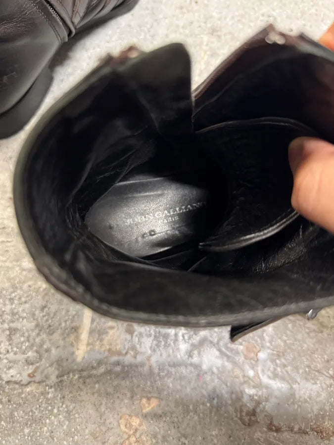 John Galliano Black Straps & Zip Leather Boots (38eu/us5.5) 2