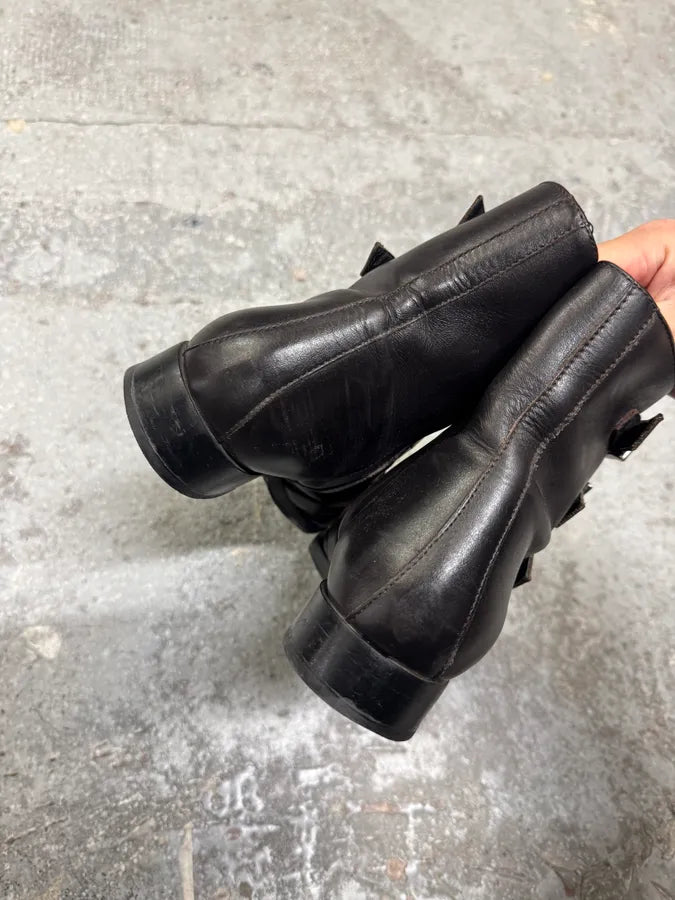 John Galliano Black Straps & Zip Leather Boots (38eu/us5.5) 3