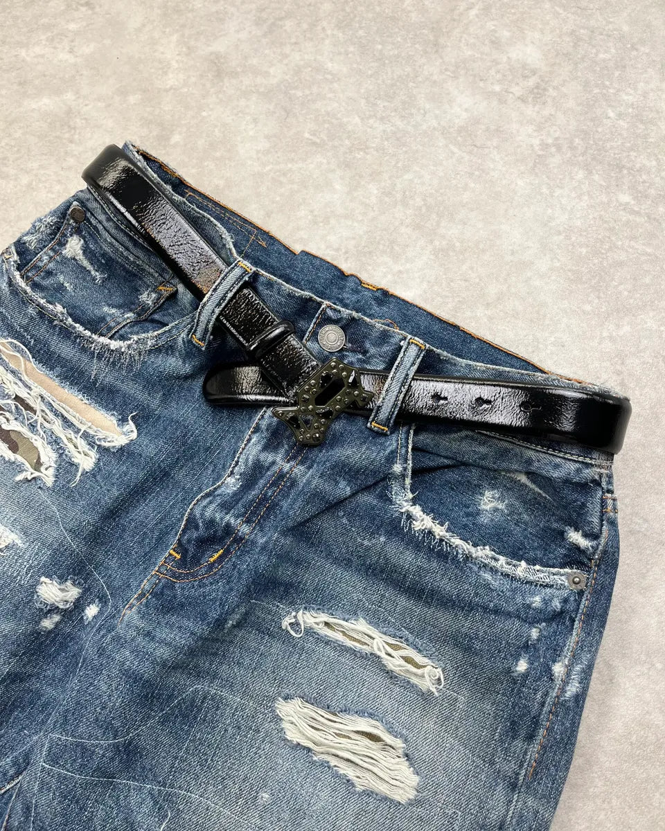 John Galliano Black Studded Logo Buckle Belt uMfEGpS 1