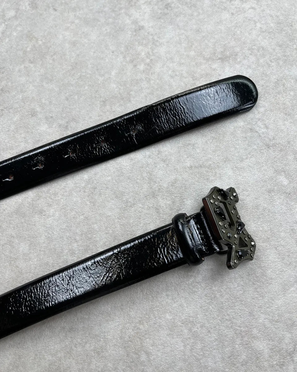 John Galliano Black Studded Logo Buckle Belt uMfEGpS 2