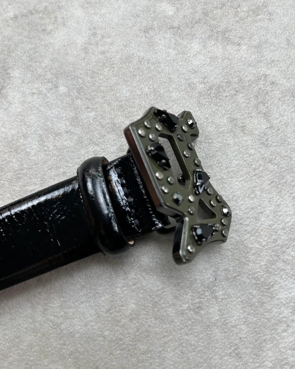 John Galliano Black Studded Logo Buckle Belt uMfEGpS 3