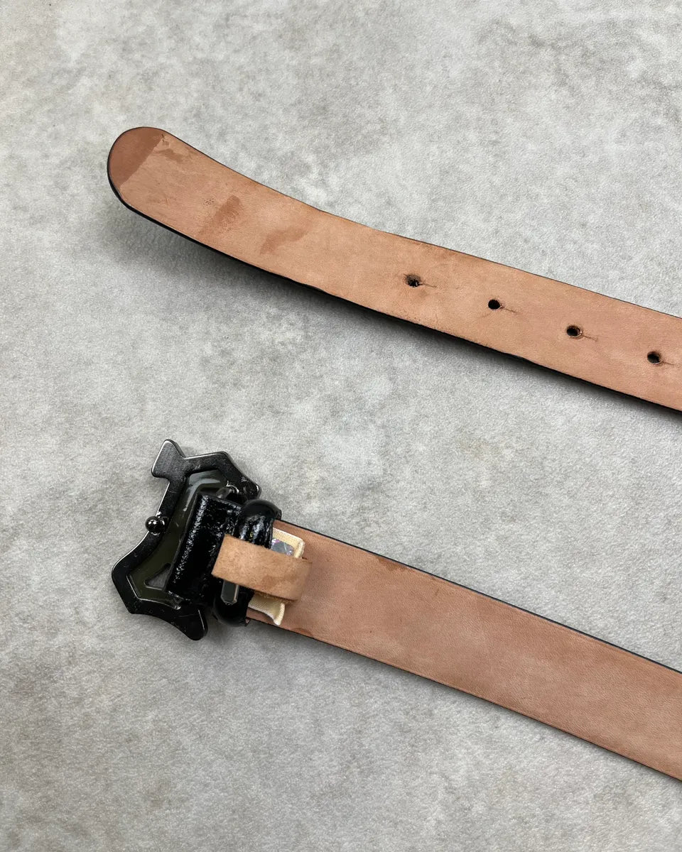 John Galliano Black Studded Logo Buckle Belt uMfEGpS 4