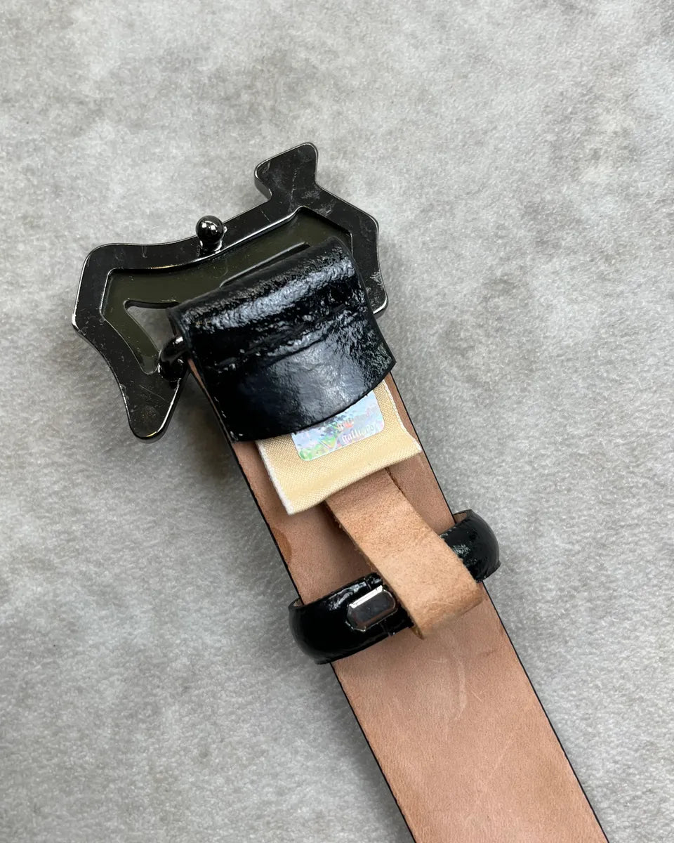 John Galliano Black Studded Logo Buckle Belt uMfEGpS 5