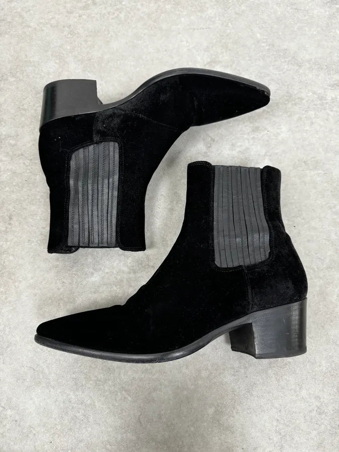 John Galliano Black Velvet Chelsea Boots urZHvTU 3