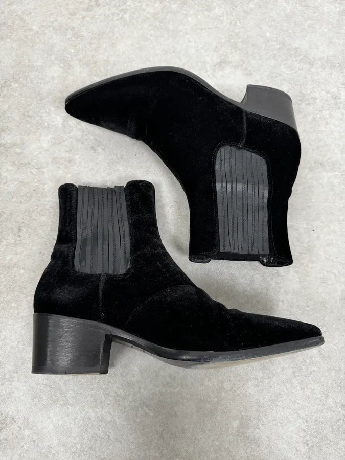 John Galliano Black Velvet Chelsea Boots urZHvTU 4