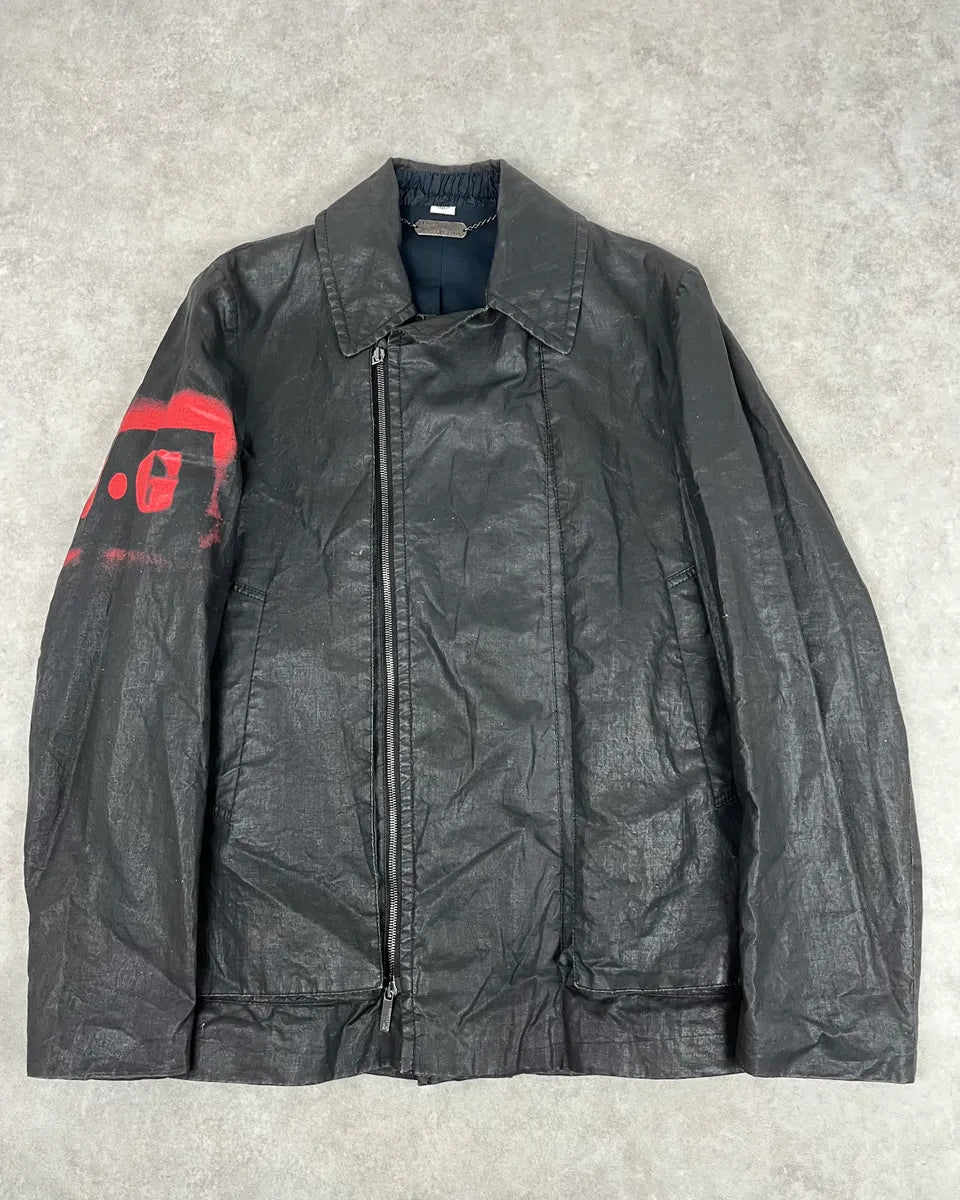 2000s John Galliano Black Waxed Asymmetrical Jacket NIlpJEu 0