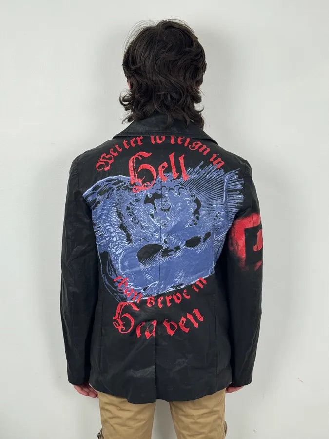 2000s John Galliano Black Waxed Asymmetrical Jacket NIlpJEu 2