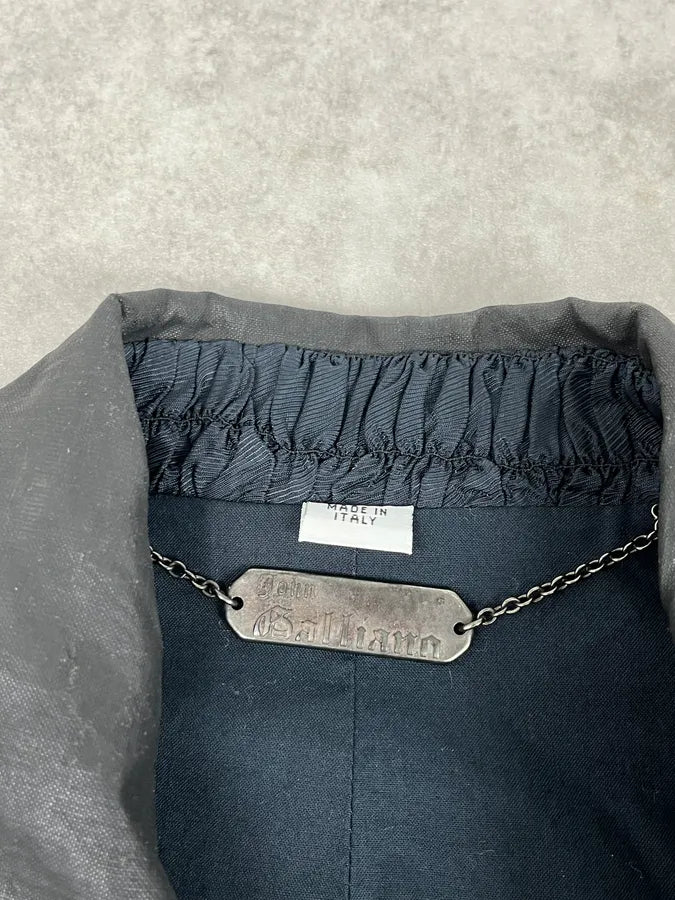 2000s John Galliano Black Waxed Asymmetrical Jacket NIlpJEu 9