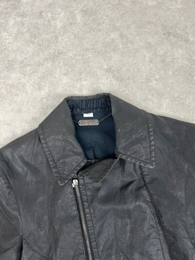 2000s John Galliano Black Waxed Asymmetrical Jacket NIlpJEu 6