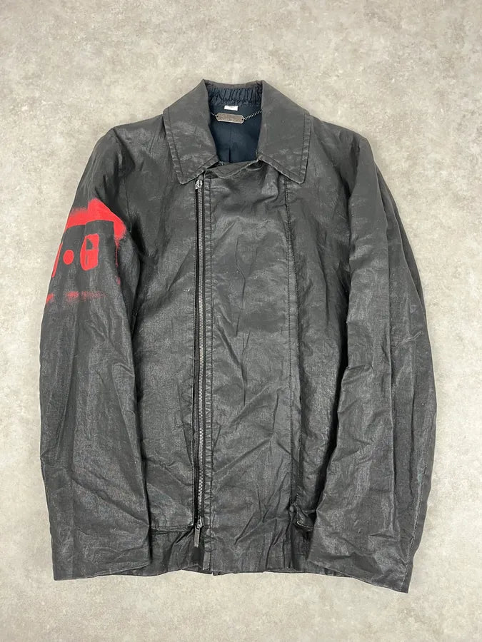 2000s John Galliano Black Waxed Asymmetrical Jacket NIlpJEu 4