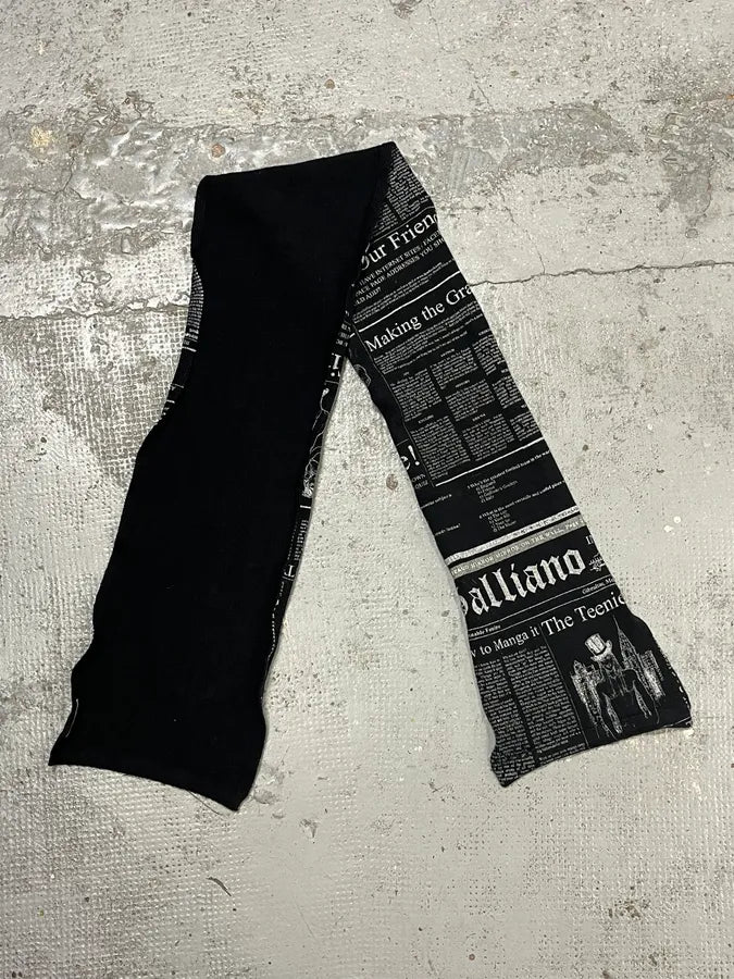 John Galliano Black Wool Scarf Newspaper Print uRnkrBc 4