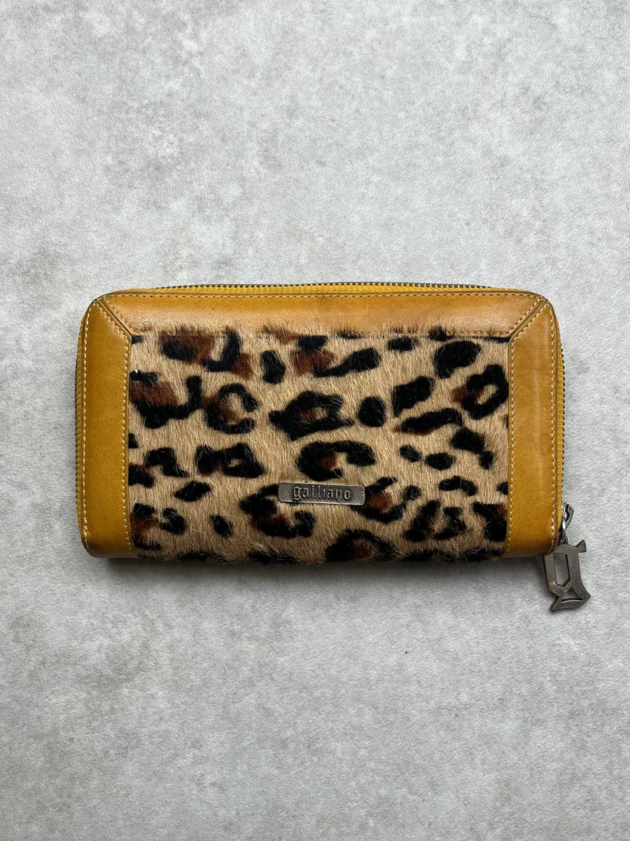 John Galliano Camel Leopard Pony Hair Leather Wallet fjcYUaN 0