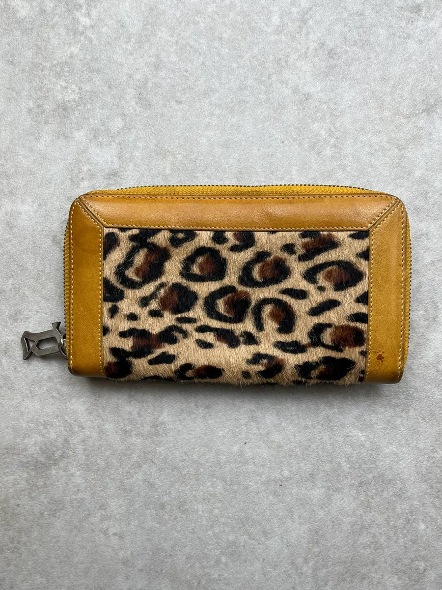 John Galliano Camel Leopard Pony Hair Leather Wallet fjcYUaN 1