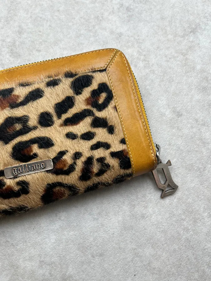 John Galliano Camel Leopard Pony Hair Leather Wallet fjcYUaN 2