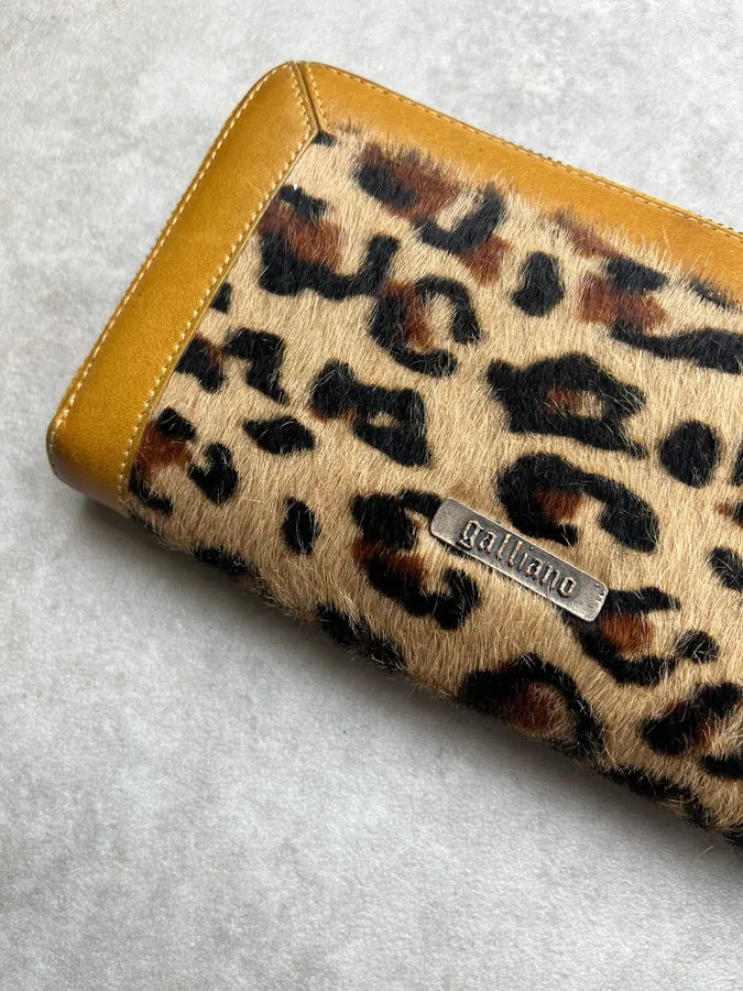 John Galliano Camel Leopard Pony Hair Leather Wallet fjcYUaN 3