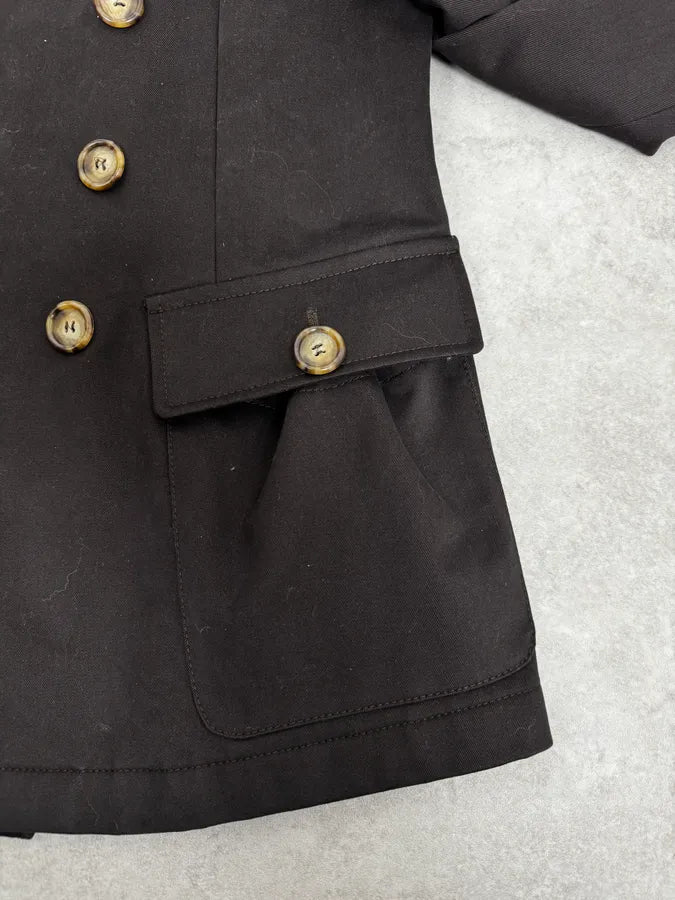 John Galliano Dark Brown Minimalist Officer Caban Jacket zeQJPqz 8