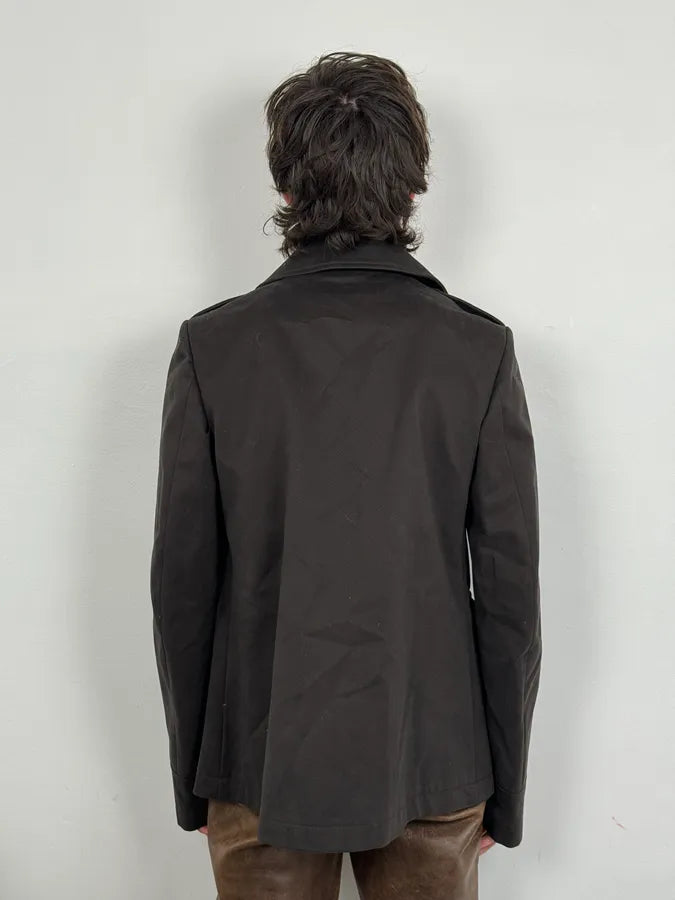 John Galliano Dark Brown Minimalist Officer Caban Jacket zeQJPqz 2